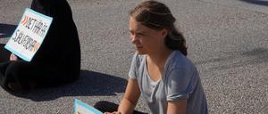 Greta Thunberg auf der Straße in Malmö.