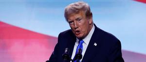 Der ehemalige US-Präsident Trump bei einer Rede in Washington.