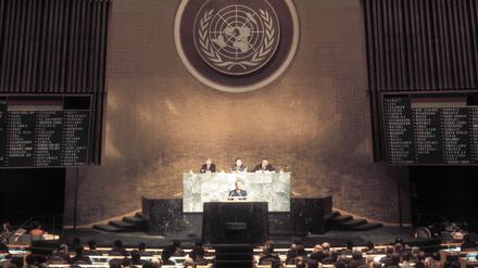 Willy Brandt sprach am 26. September 1973 als erster deutscher Bundeskanzler vor den Vereinten Nationen.