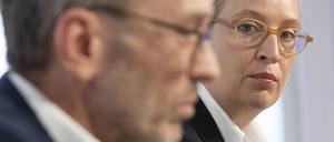 FPÖ-Chef Herbert Kickl und AfD-Covorsitzende Alice Weidel während ihrer Pressekonferenz in Wien am 19. September 2023. 
