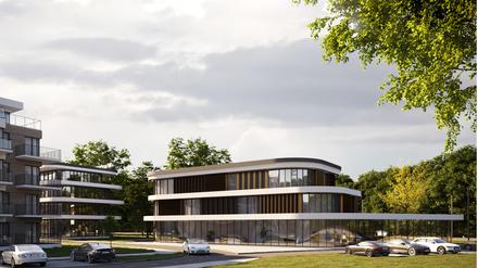 Illustration des Wohnkomplexes in Nähe der Tesla-Fabrik.