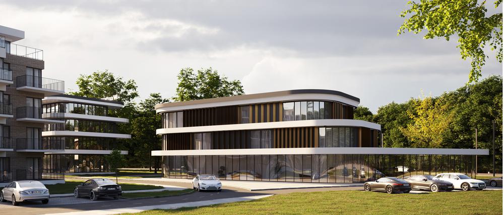 Illustration des Wohnkomplexes in Nähe der Tesla-Fabrik.