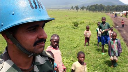 Unterwegs mit der Blauhelmmission MONUSCO in einem Flüchtlingslager im Osten in der Dem. Rep Kongo. 