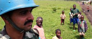 Unterwegs mit der Blauhelmmission MONUSCO in einem Flüchtlingslager im Osten in der Dem. Rep Kongo.