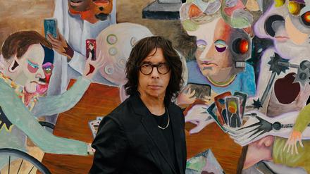 Armin Boehm vor seinem Gemälde „Monetozän“ (2017), das im Rahmen des Tiemannn-Preises vom Museum Folkwang angekauft wurde.