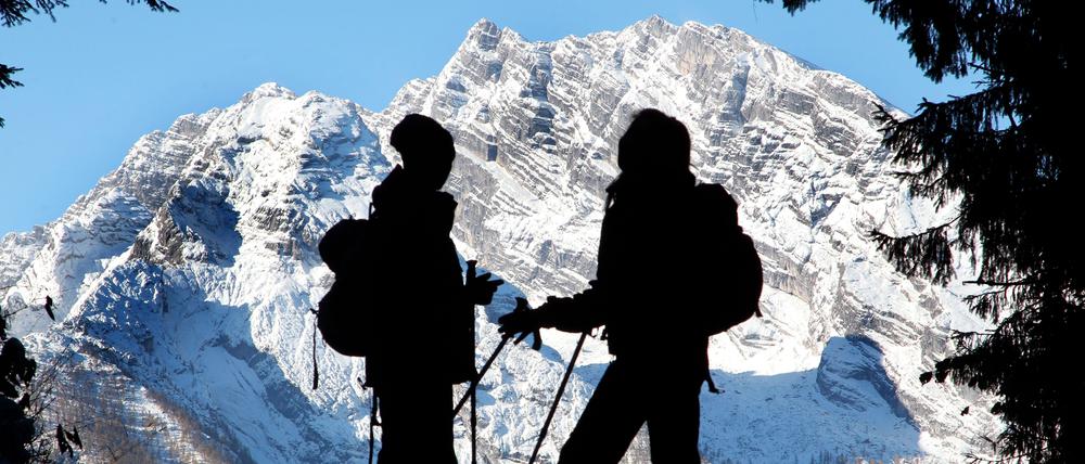 Schneebedeckte Gipfel in den Alpen.