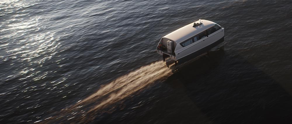 Das „fliegende“ Elektroschiff Candela P-12 wird 2024 in Stockholm als Fähre getestet.