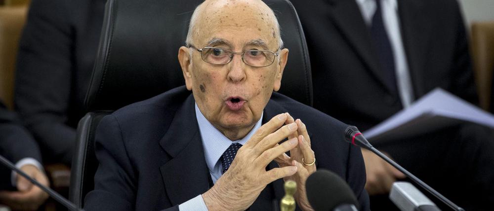 Giorgio Napolitano hält eine Rede während einer Sitzung des neuen Obersten Rats.