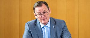 Ministerpraesident Bodo Ramelow (Die Linke) während der Debatte zum Haushalt 2024 im Thüringer Landtag.