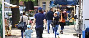 Markt auf dem Weberplatz, Babelsberg, Wochenmarkt, Marktplatz,  Potsdam, 10.07.2021, Foto: Sebastian Gabsch