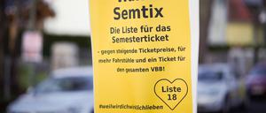 Schwer umkämpftes Semesterticket. Noch 2020 gab es eine Liste für das Semesterticket im Studierendenparlament der FU. 