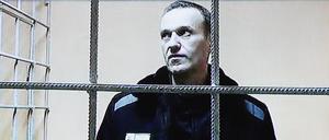 Alexej Nawalny, Oppositionspolitiker aus Russland, ist während einer Gerichtsverhandlung per Video aus einem Gefängnis zugeschaltet. 