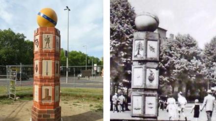 Die Verkehrssäule heute und damals.