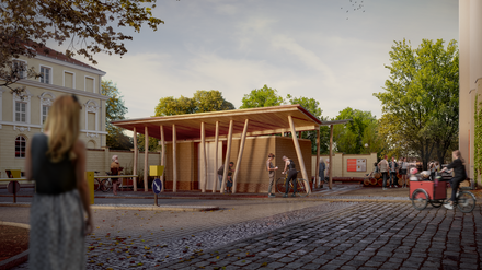 So soll der temporäre Pavillon von Bauhaus Erde in Potsdam aussehen. 