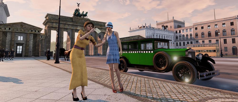 Ansicht eine Virtual-Reality-Anwendung der Firma Timetravel.Berlin: So könnte der Pariser Platz in den 1920er-Jahren ausgesehen haben.