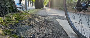 Wer den Radweg-kann-man-es-nicht-nennen benutzen will, fährt de facto auf dem Bürgersteig.