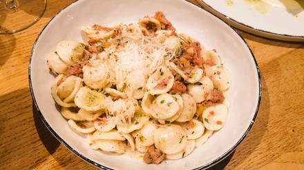 Orechiette mit Ragù di Vitello al bianco im „La Pignata“ in Wilmersdorf.