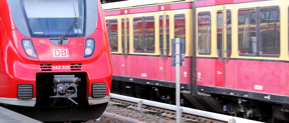 Ein Regionalzug und eine S-Bahn stehen im Potsdamer Hauptbahnhof.