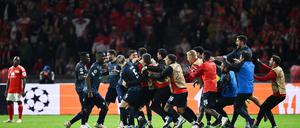 Soccer Football - Champions League - Group C - 1. FC Union Berlin v S.C. Braga - Olympiastadion, Berlin, Germany - October 3, 2023
S.C. Braga's Andre Castro celebrates scoring their third goal with teammates REUTERS/Annegret Hilse