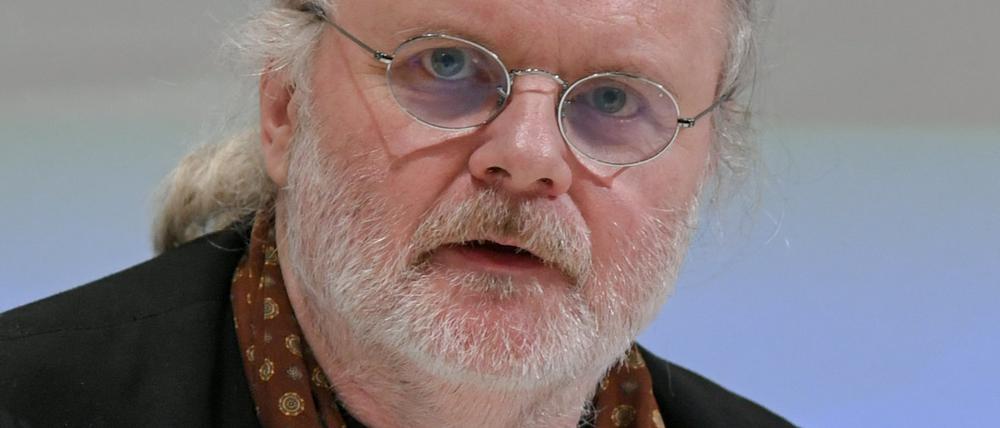 Der norwegische Autor Jon Fosse spricht auf der Frankfurter Buchmesse.