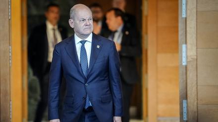 Bundeskanzler Olaf Scholz am Freitag während des informellen EU-Gipfels teil.