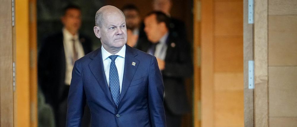 Bundeskanzler Olaf Scholz am Freitag während des informellen EU-Gipfels teil.