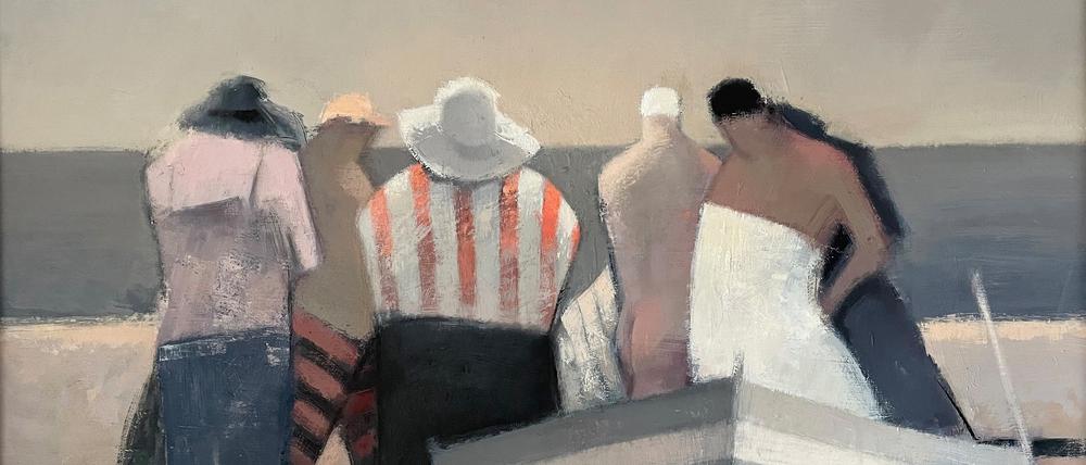 „Mit gestreiftem Windschutz“ (40 x 60 cm) zählt zu den letzten Bildern von Barbara Müller-Kageler