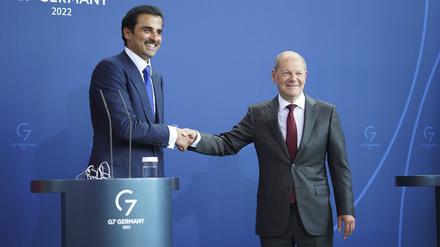 Scholz und der Emir vergangenes Jahr im Bundeskanzleramt