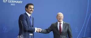 Scholz und der Emir vergangenes Jahr im Bundeskanzleramt