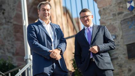 Boris Rhein (CDU), Ministerpräsident von Hessen, und Markus Söder (CSU), Ministerpräsident von Bayern.
