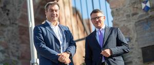 Boris Rhein (CDU), Ministerpräsident von Hessen, und Markus Söder (CSU), Ministerpräsident von Bayern.
