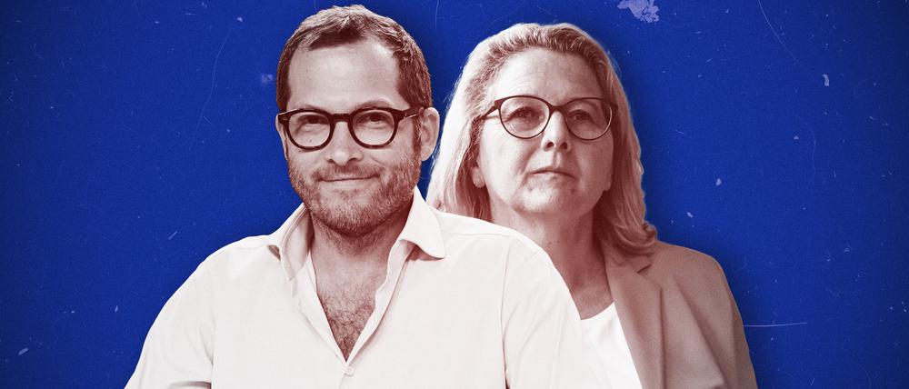 Der Journalist Julian Reichelt (l.) mit Ministerin Svenja Schulze in einer Bildmontage.