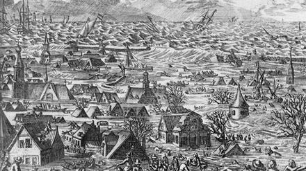 Die Burchardiflut verwüstet große Teile der Nordseeküste. Tausende Menschen kamen dabei ums Leben.