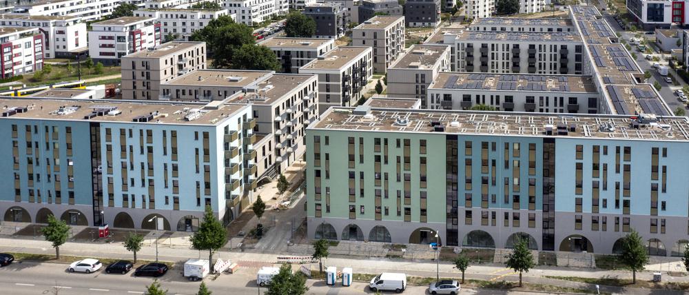 Luftbild Neubauten der Howoge an der Herrmann-Dorner-Allee in Berlin Adlershof.
