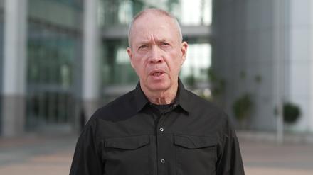 Yoav Gallant, Verteidigungsminister  von Israel, während einer Videoansprache.
