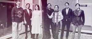 Die Jury. (V.l.) Florian Valerius, Shila Behjat, Lisa Schumacher, Heinz Drügh, Katharina Teutsch, Matthias Weichelt, Melanie Mühl.  