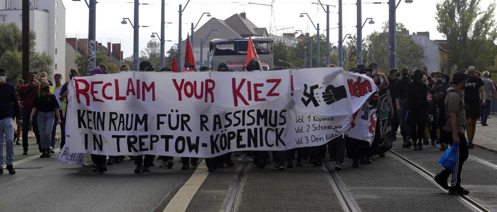Demonstration gegen Rassismus in Treptow-Köpenick