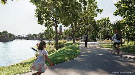 Der Spreeradweg in Spandau wird einstweilen nicht zu Ende gebaut.