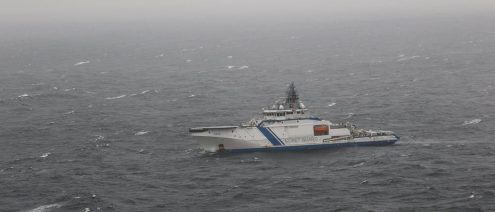 Das Offshore-Patrouillenschiff «Turva» des finnischen Grenzschutzes hält Wache in der Nähe der Stelle, an der die beschädigte Balticconnector-Gaspipeline im Finnischen Meerbusen geortet wurde.