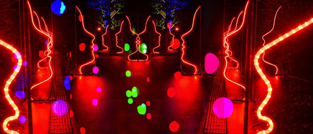 Beim Lichterzauber wird der Schlosspark Oranienburg zur Kunstgalerie im Freien.