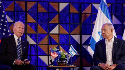 US-Präsident Joe Biden nimmt an einem Treffen mit dem israelischen Premierminister Benjamin Netanjahu teil.