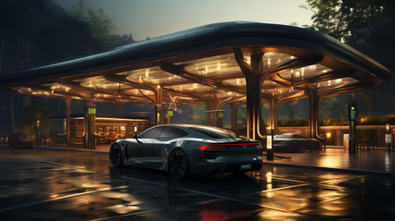 Doch ohne Gastronomie: Visualisierung der geplanten E-Tankstelle in Potsdam-Marquardt.