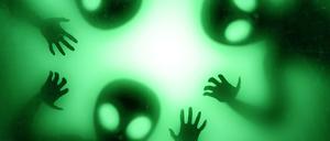 Silhouettes of spooky aliens creature