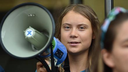 Greta Thunberg bei einem Klimaprotest in London.