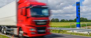 Eine Kontrollstelle zur Erfassung der Maut für LKW steht an der Bundesstraße 87 zwischen Frankfurt (Oder) und Müllrose. 