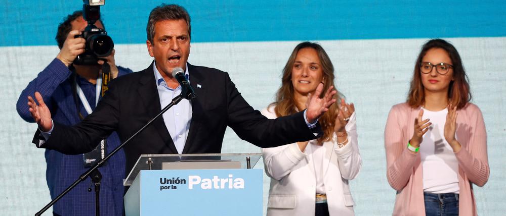 Der argentinische Präsidentschaftskandidat Sergio Massa am Wahlabend.   