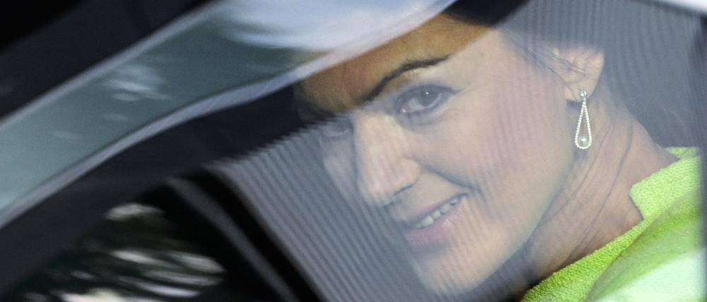 Gut gelaunter Abgang: Sahra Wagenknecht nach der Pressekonferenz, bei der sie ihren Austritt aus der Linken und die Gründung einer eigenen Partei ankündigte.