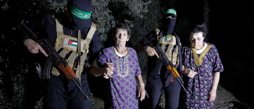Dieses Bild stammt aus einem Video, das die Al-Qassam-Brigaden auf ihrem Telegramm-Kanal veröffentlicht haben.