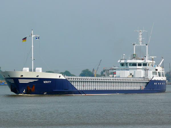 Der Frachter „Verity“ vor Kiel (Archivbild).