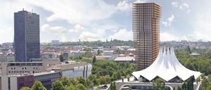 So würde das Hochhaus aussehen, das Eventim und KPS sich für die Erweiterung des Tempodroms vorstellen.